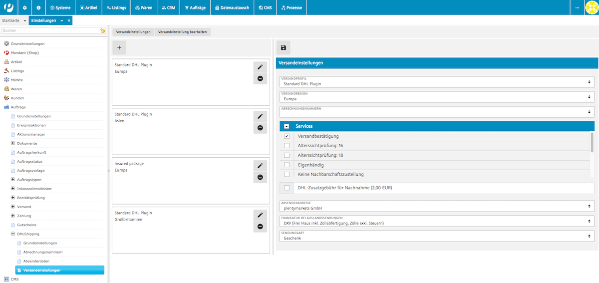 DHL Plugin plentymarkets