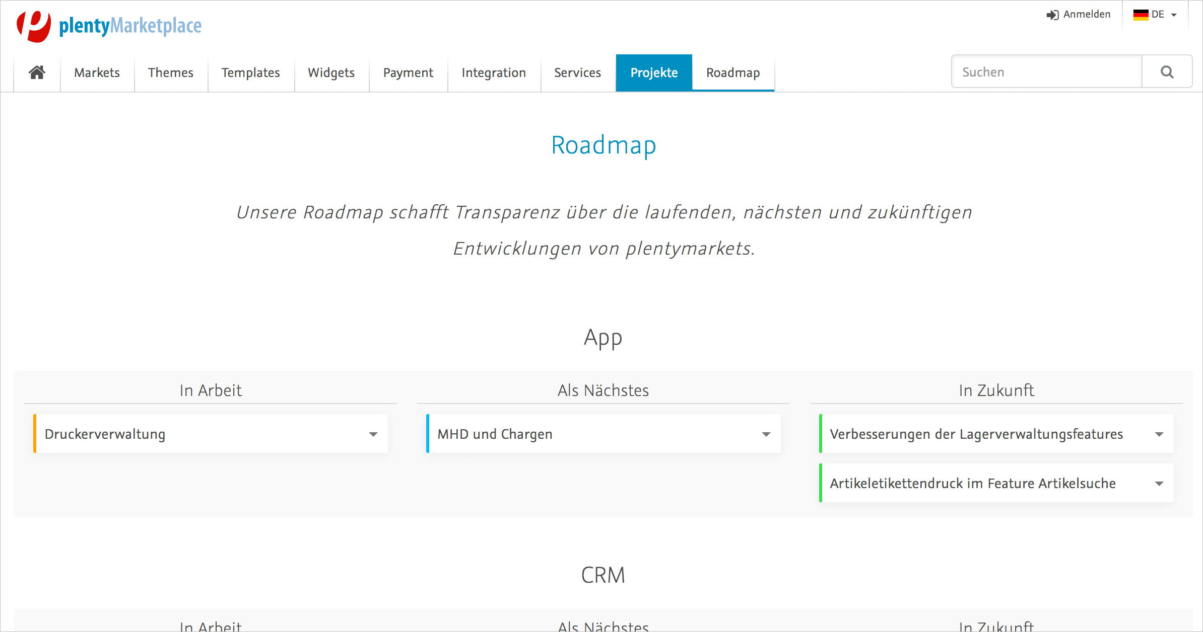 plentymarkets Roadmap