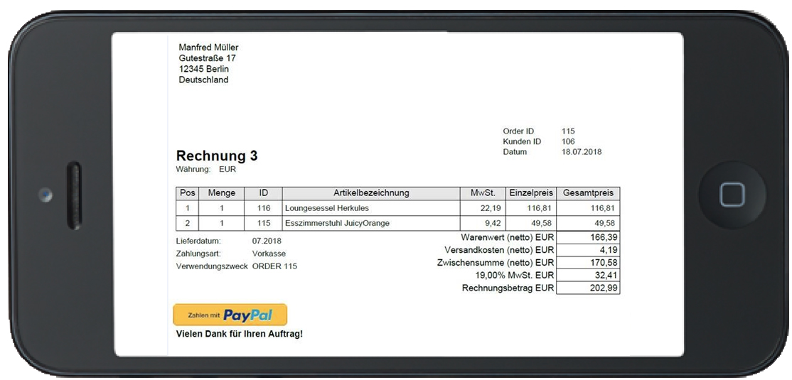 PayPal Screenshot Rechnung