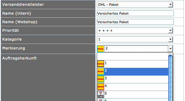 plentymarkets 4.202 Markierung DHL Versandprofil